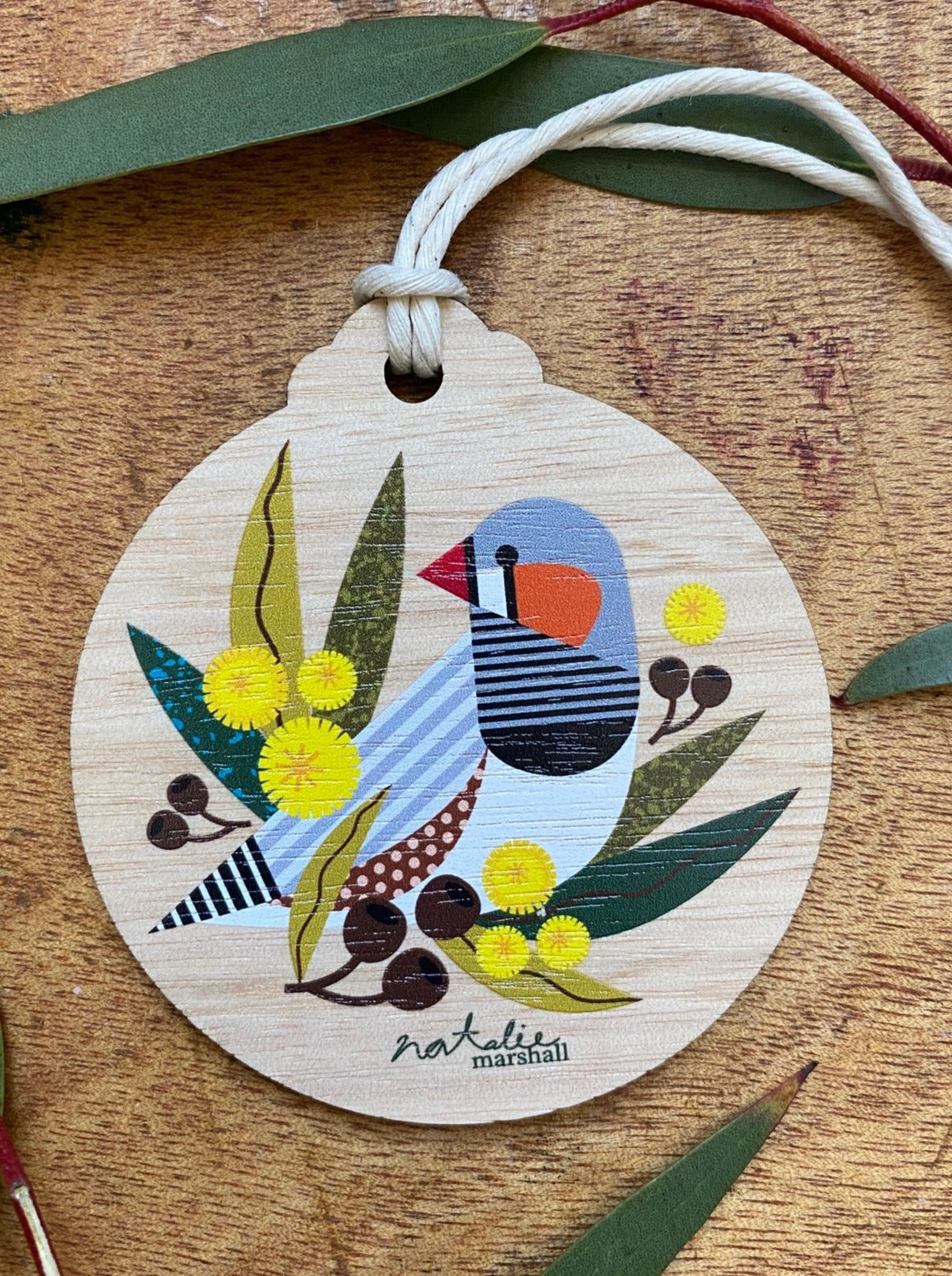 Zebra Finch Round Decoration