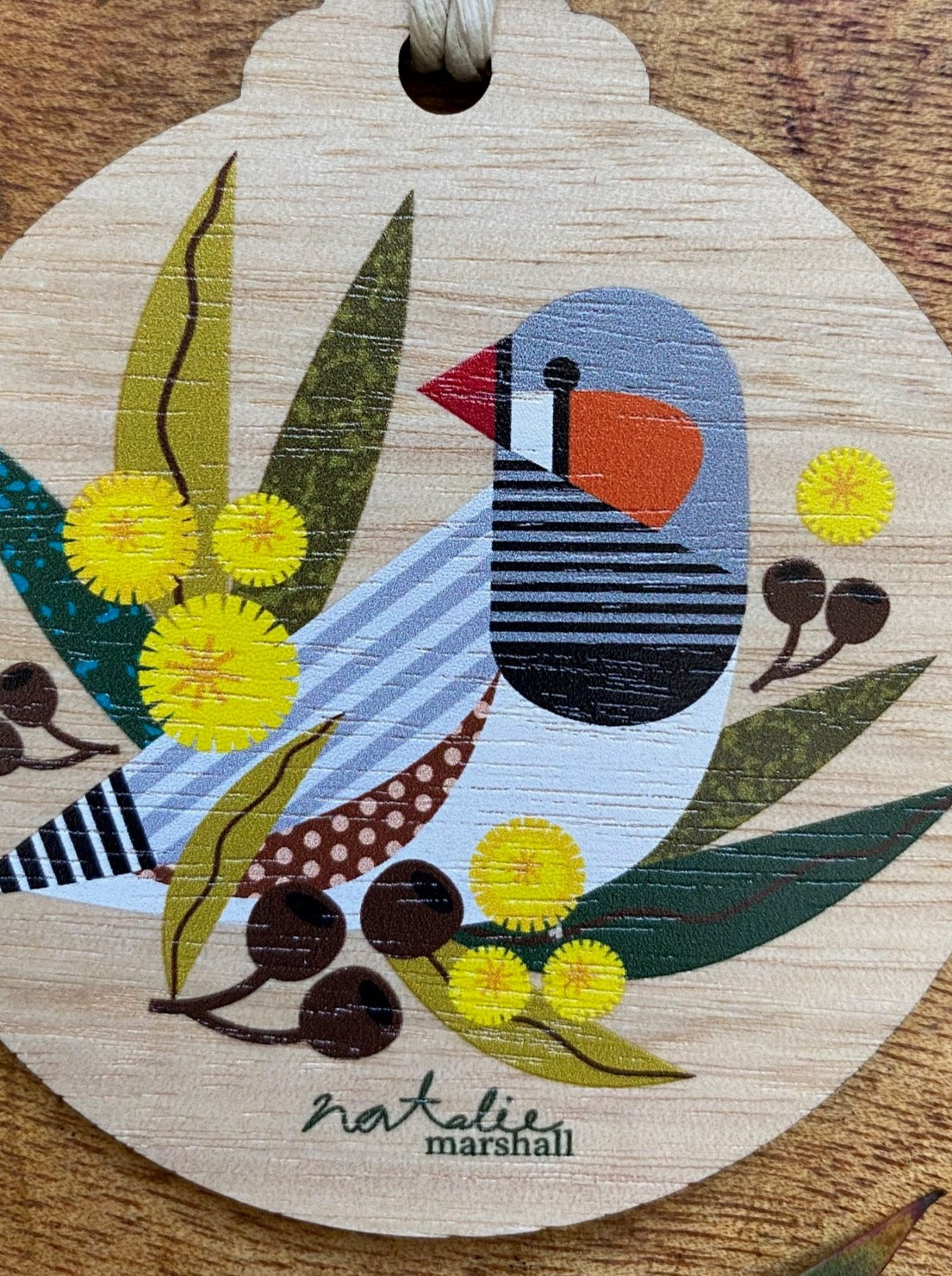 Zebra Finch Round Decoration