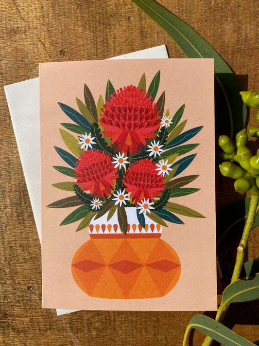 Red Waratah Vase