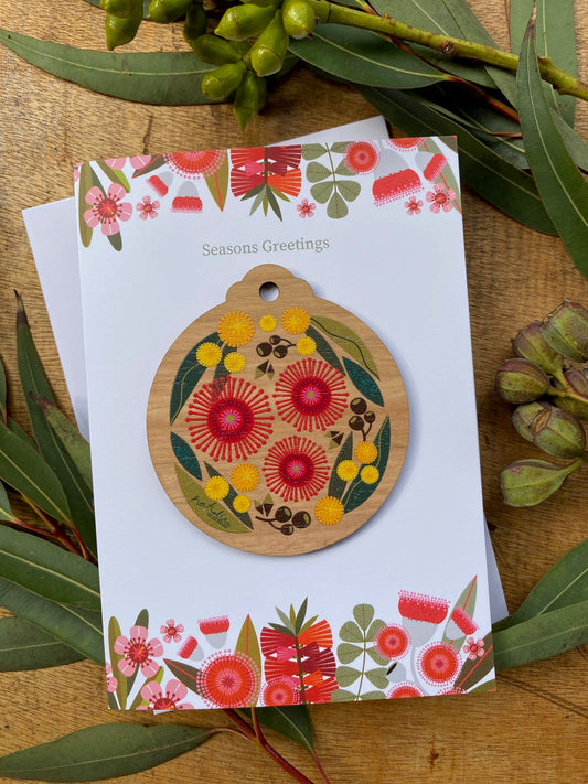 Blossoms & Wattle White Card *