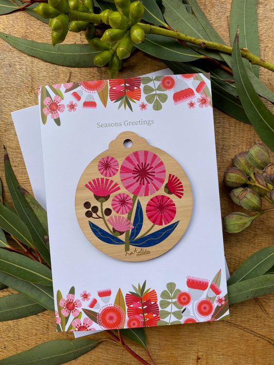 Pink Flowering Gum White Card *