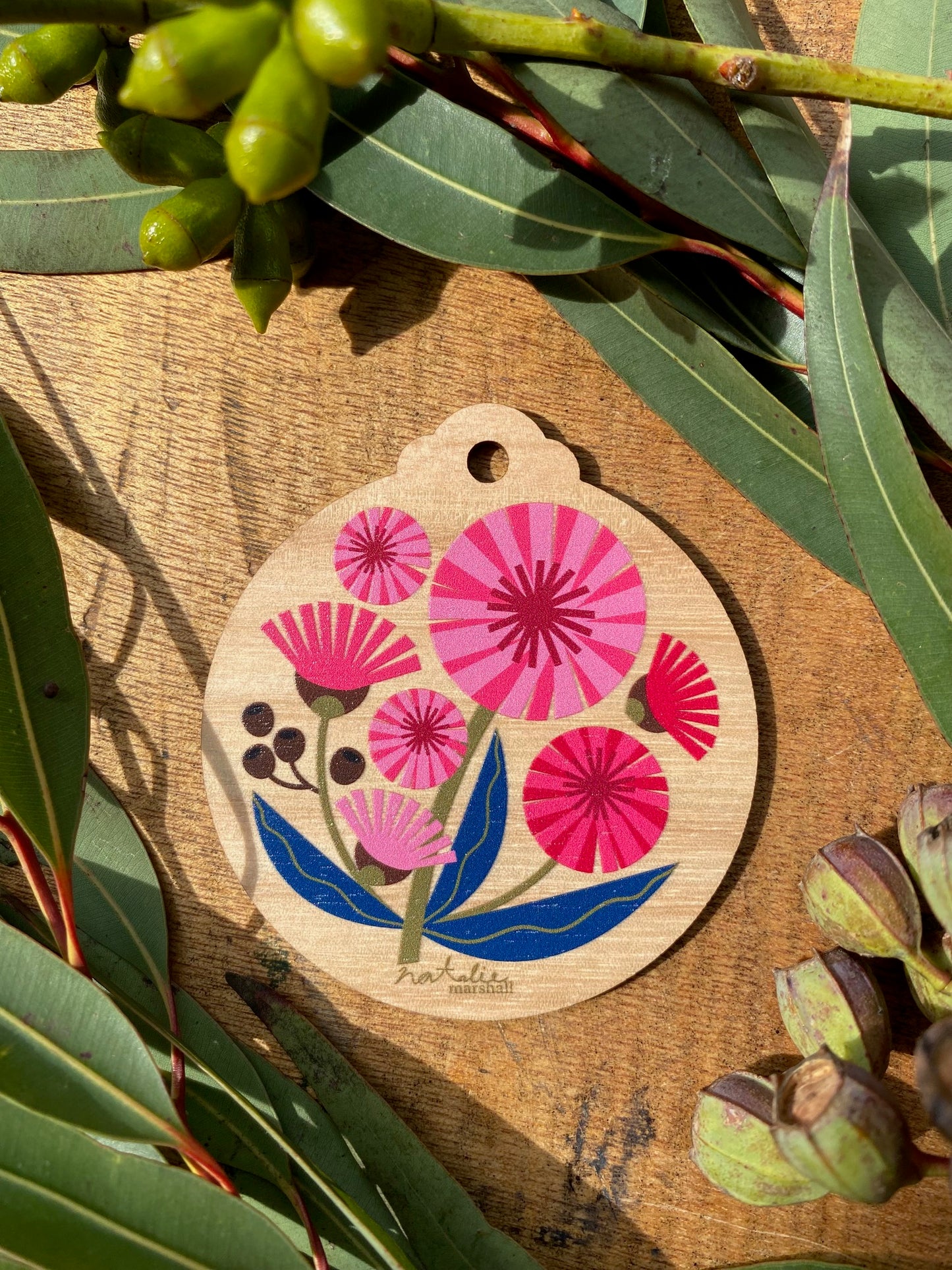 Pink Flowering Gum White Card *
