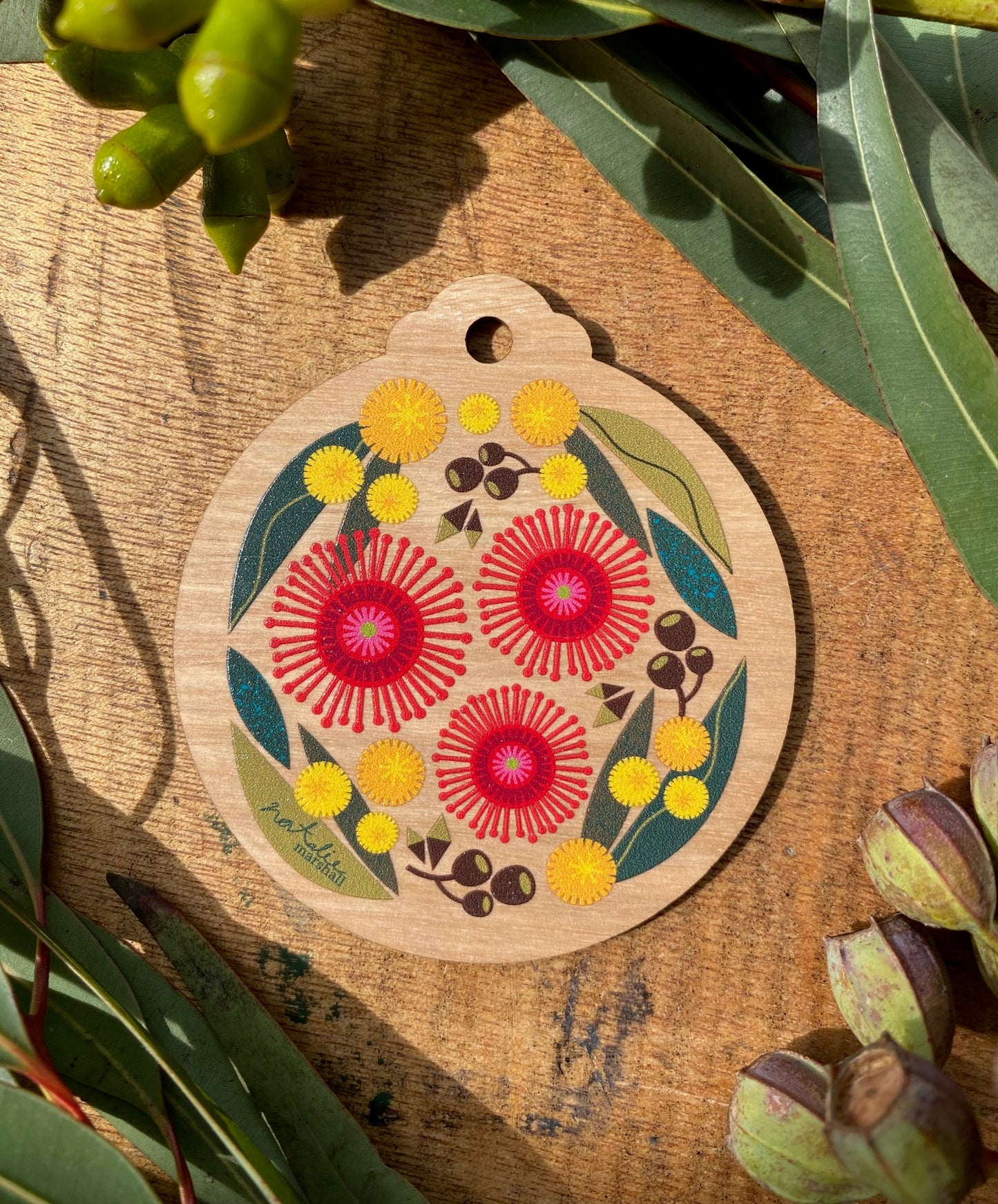 Blossoms & Wattle White Card *